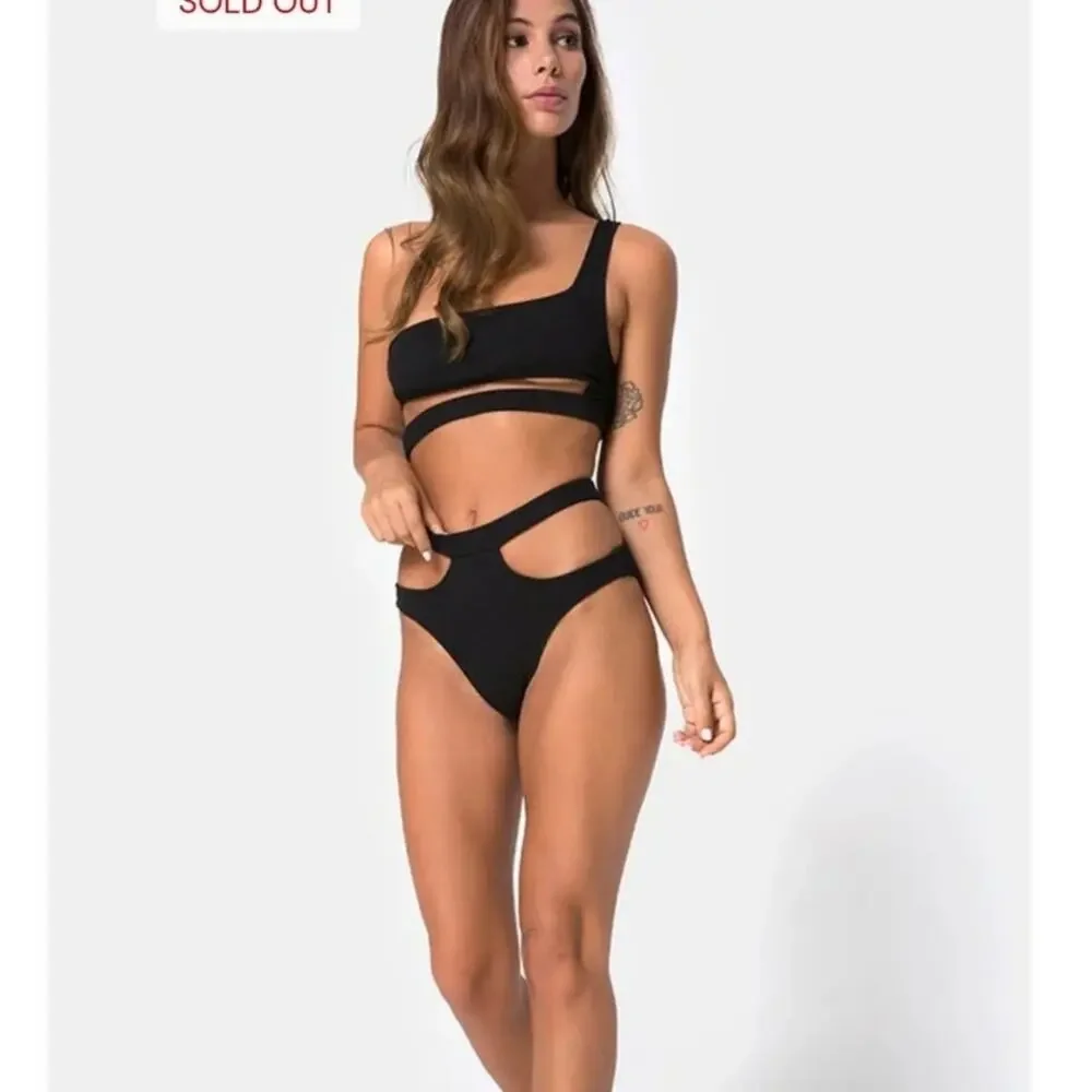 Motel Rocks Drelins Bikini Bottom Size Small Black